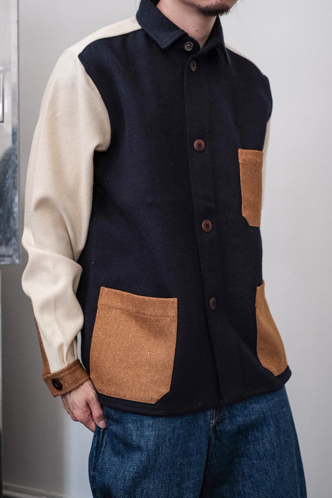 FRANK LEDER/Mixed Material Wool Jacket