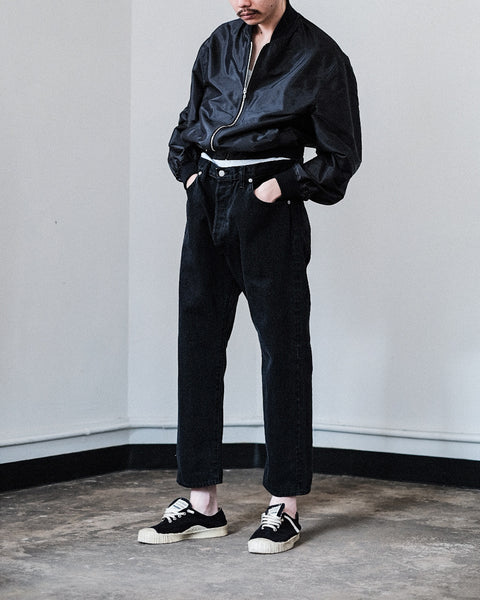 SCYE BASICS/Selvage Black Denim Loose Fit Straight Jeans