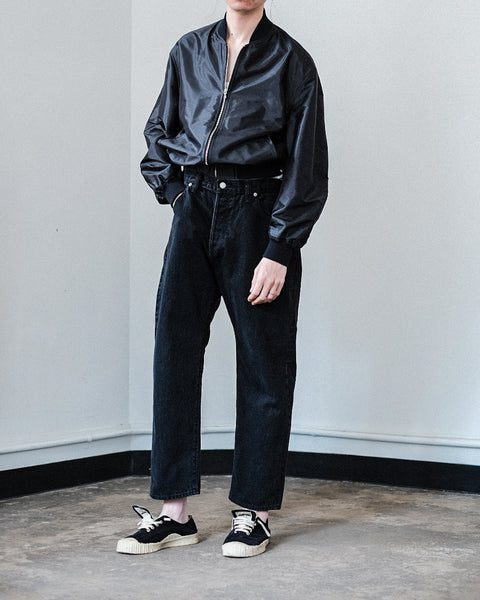 SCYE BASICS/Selvage Black Denim Loose Fit Straight Jeans