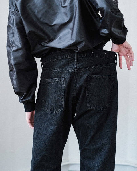 SCYE BASICS/Selvage Black Denim Loose Fit Straight Jeans