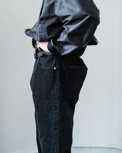 SCYE BASICS/Selvage Black Denim Loose Fit Straight Jeans