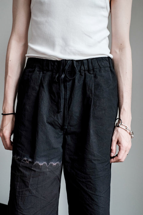 suzusan/Cotton Broad Wide Drawstring Pants Boushi Shibori "Block"