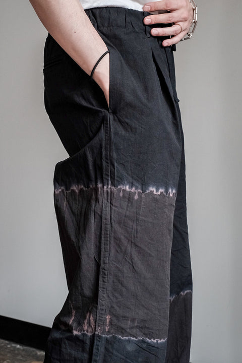 suzusan/Cotton Broad Wide Drawstring Pants Boushi Shibori "Block"