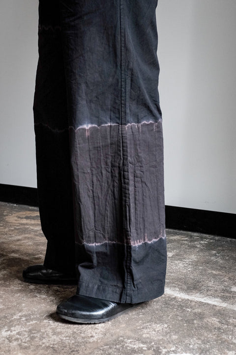 suzusan/Cotton Broad Wide Drawstring Pants Boushi Shibori "Block"