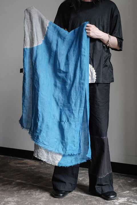 suzusan/Hand woven Linen Shawl Boushi Shibori "Cloud"