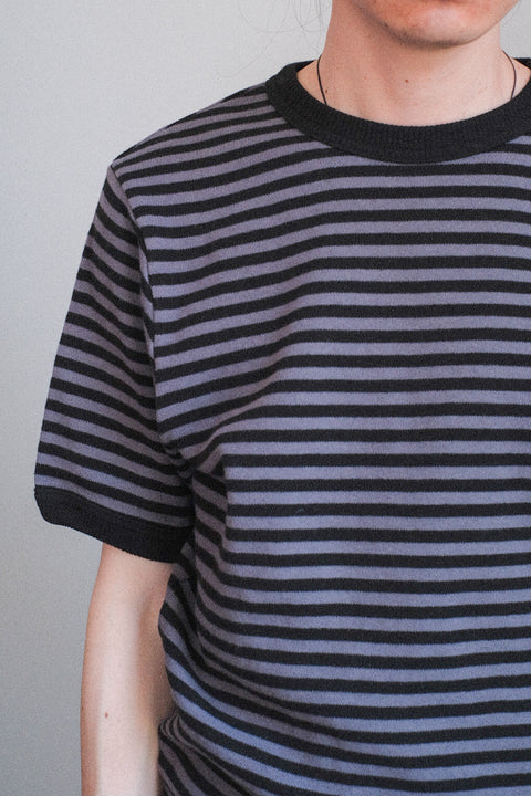 Slopeslow/Cotton Interlock Stripe Crew Neck T