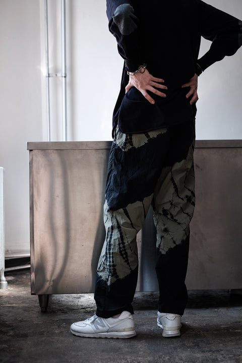 suzusan/Recycled Ripstop Nylon Pants Tesuji Shibori "Diagonal"