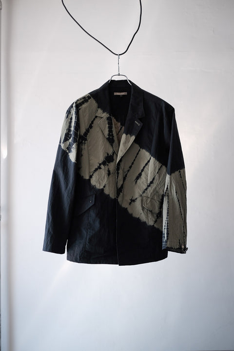suzusaan/Recycled Ripstop Nylon Light Jacket Tesuji Shibori "Diagonal"