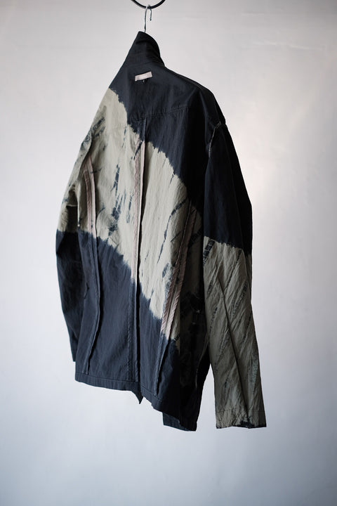 suzusaan/Recycled Ripstop Nylon Light Jacket Tesuji Shibori "Diagonal"