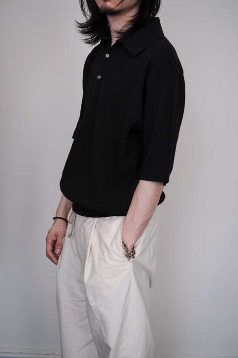 Slopeslow/Paper High Twisted Wool Half Milano Rib Polo Sweater