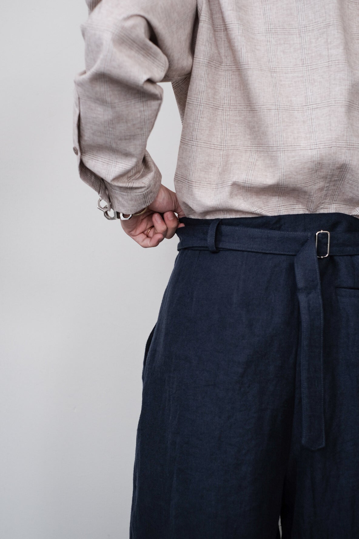 FRANK LEDER/Fabric Washed Linen 1 Tuck Wide Trousers