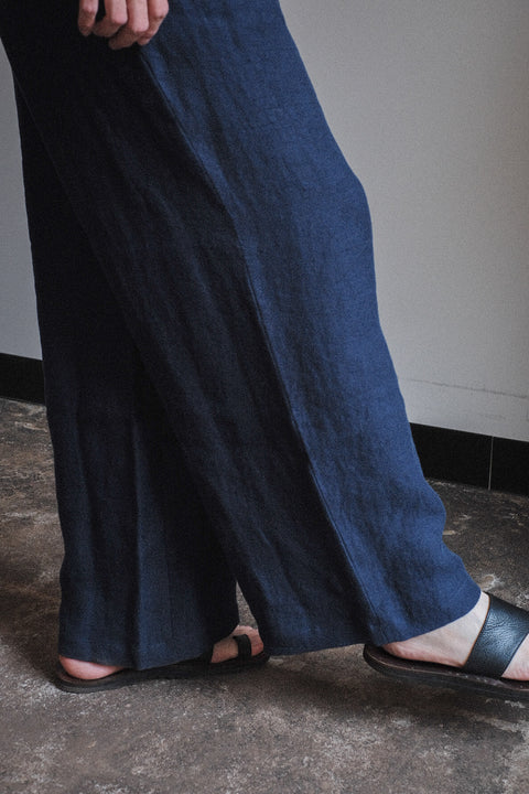 FRANK LEDER/Fabric Washed Linen 1 Tuck Wide Trousers