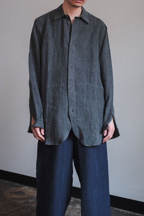 FRANK LEDER/Coal Dyed Linen Old Style Shirt